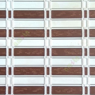 Brown white color horizontal stripes flat scale vertical thread stripes cylinder stick rollup mechanism PVC Blinds
